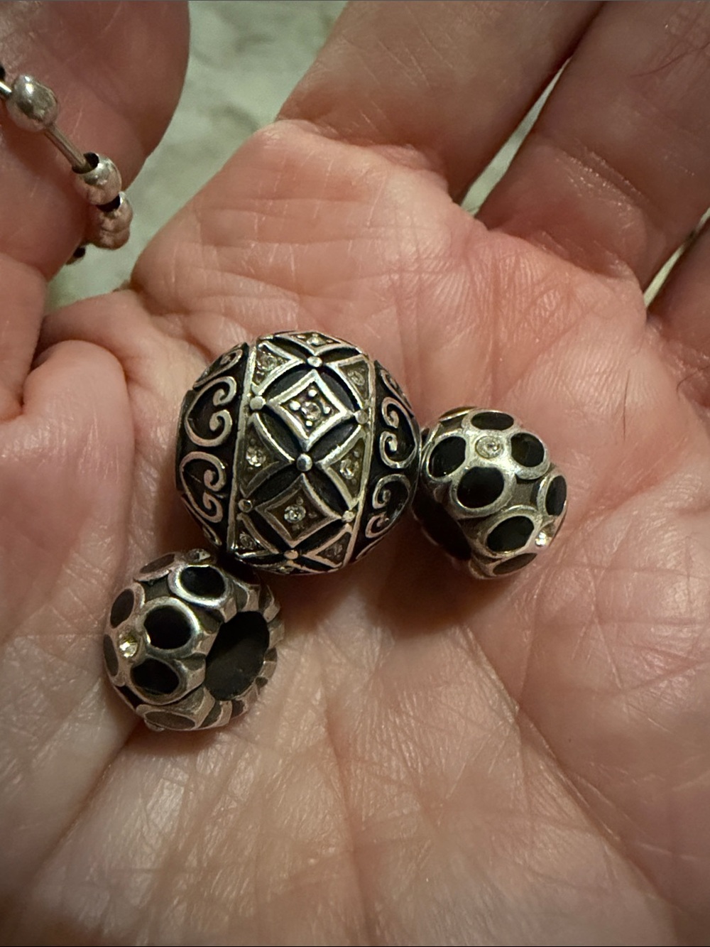 Brighton jumbo size intricate bead with two regular size geometric beads